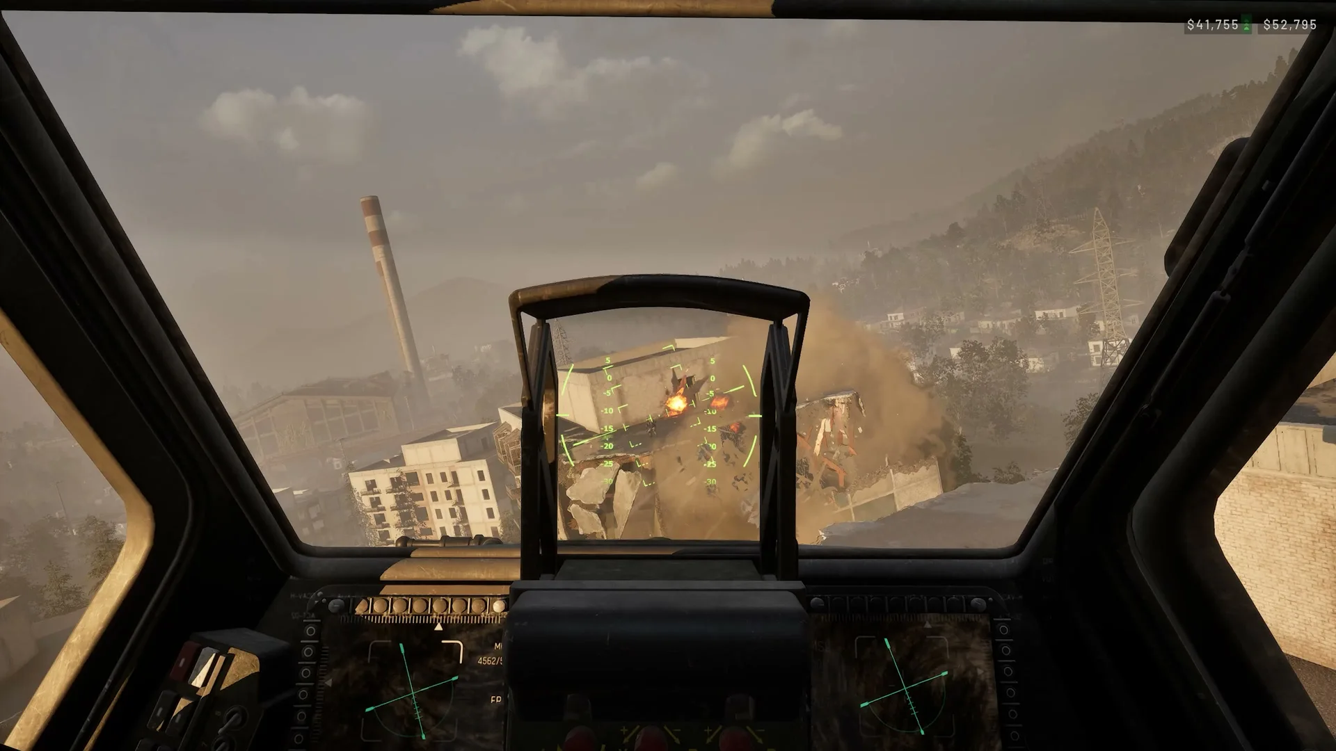 A helicopter weapons view over the industrial district in the WARDOGS reveal trailer.